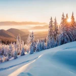 Impressive winter morning in Carpathian mountains with snow covered fir trees. Colorful outdoor scene, Happy New Year celebration concept. Artistic style post processed photo.