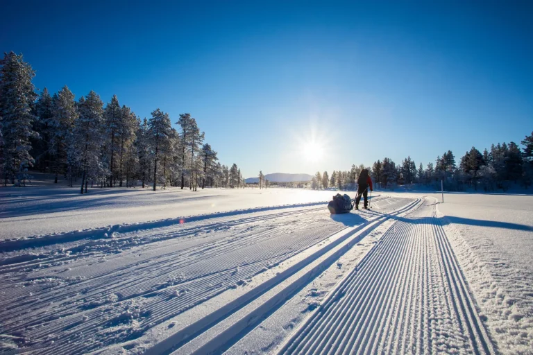 Ski expedition in Pallas Yllastunturi National Park , Lapland, Finland